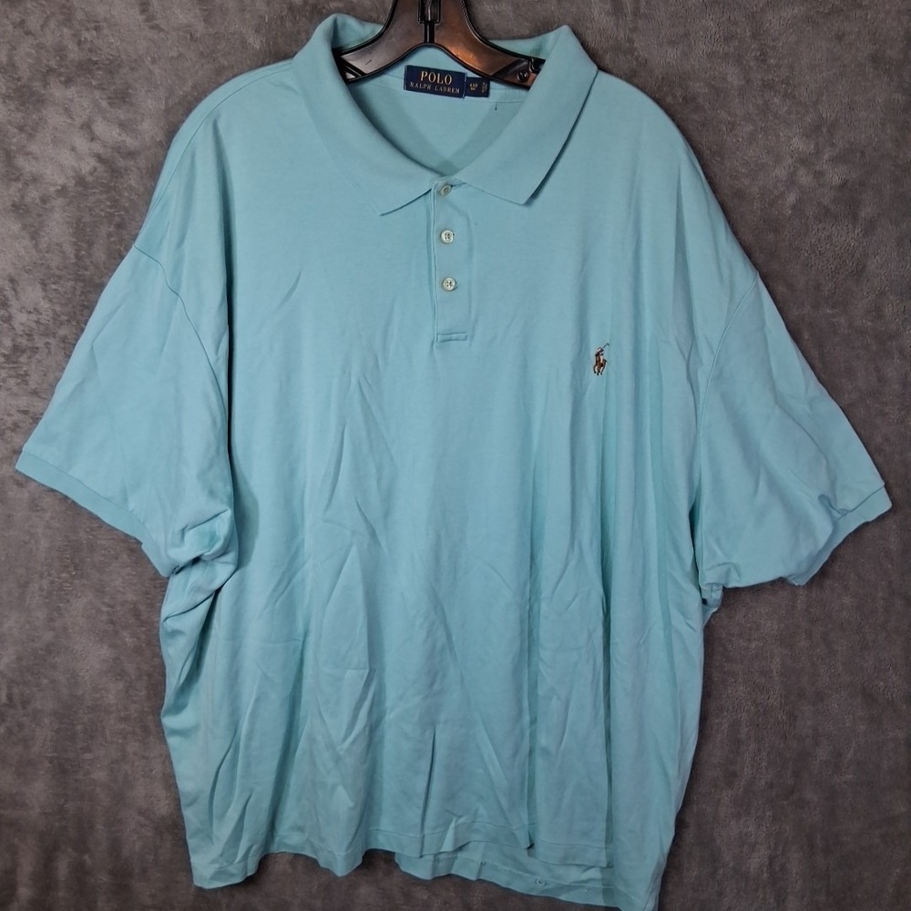 Polo Ralph Lauren Polo Shirt Mens Size 4XB Teal Green Flesh Pony Big Y Tall